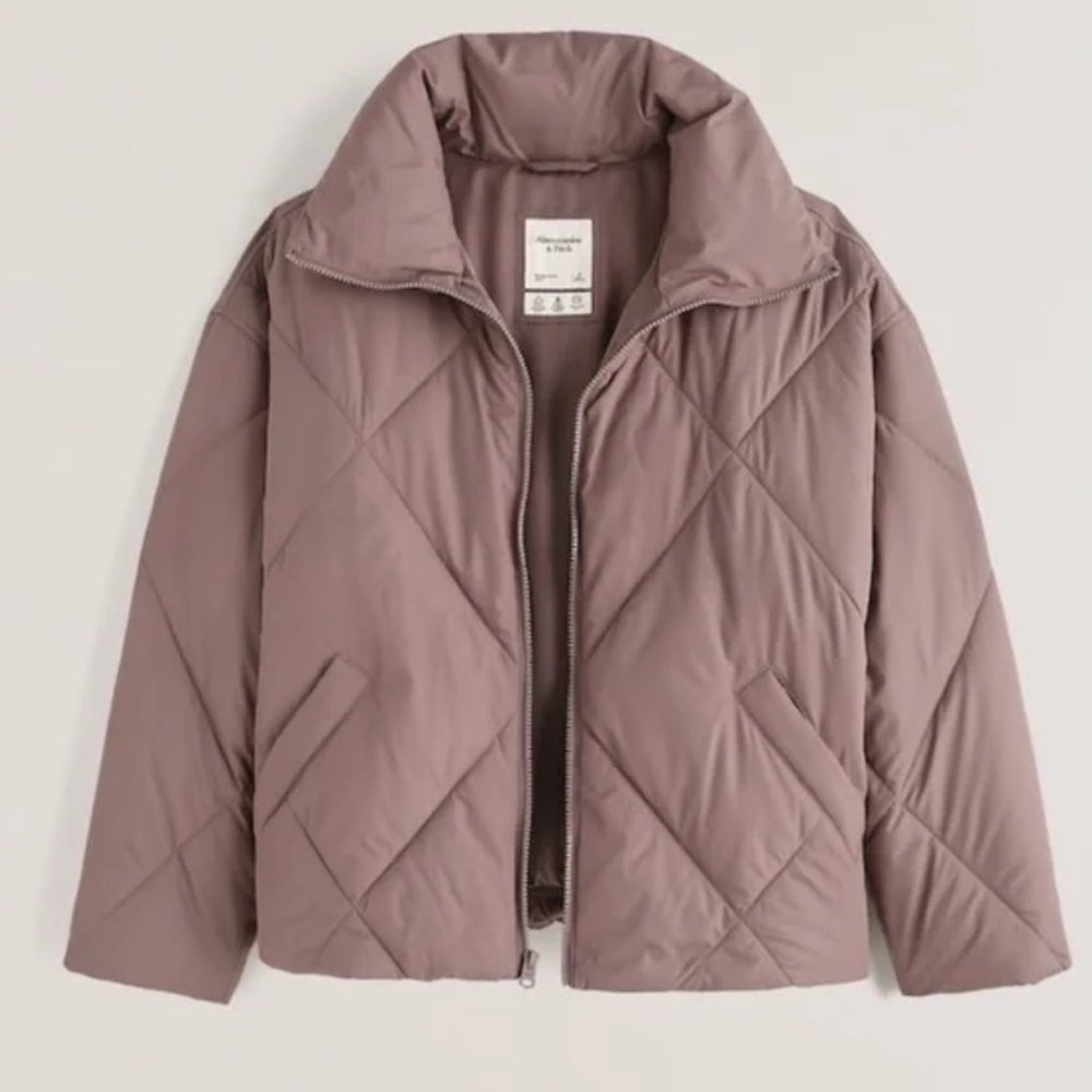 Abercrombie & Fitch Oversized Mauve Puffer Jacket